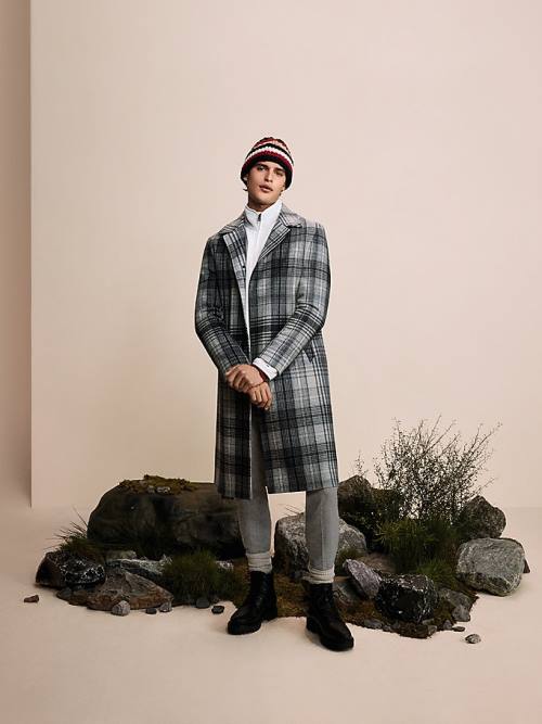 Tommy Hilfiger Wool Blend Plaid Check Car Dzseki Férfi Szürke | TH043YER