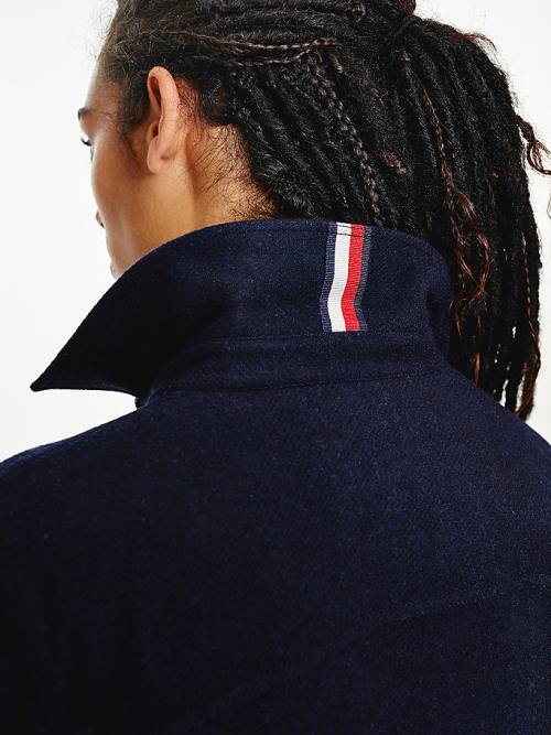 Tommy Hilfiger Wool Blend Shacket Kabát Női Kék | TH674QBD