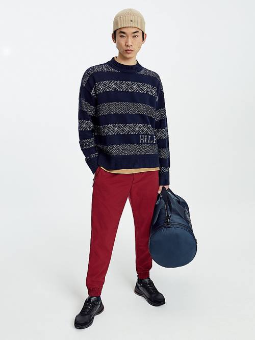 Tommy Hilfiger Wool Oversized Fair Isle Jumper Pulóverek Férfi Kék | TH479WPR