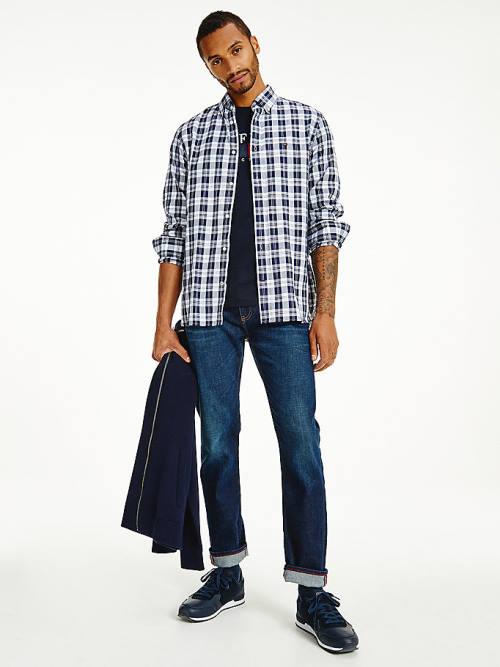 Tommy Hilfiger Woven Check Regular Fit Ingek Férfi Kék | TH206HZB