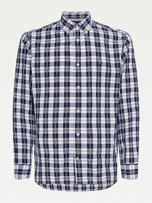 Tommy Hilfiger Woven Check Regular Fit Ingek Férfi Kék | TH206HZB