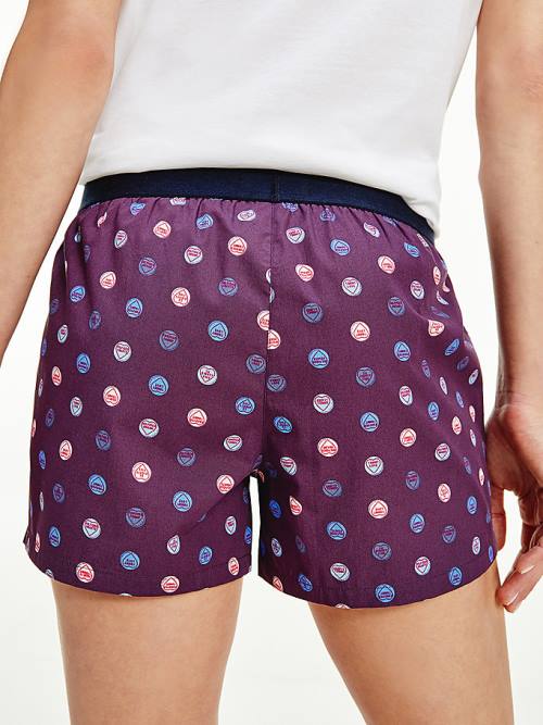 Tommy Hilfiger Woven Print Shorts Pizsama Női Lila | TH613QMH