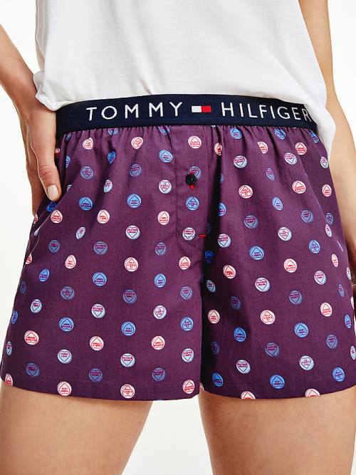 Tommy Hilfiger Woven Print Shorts Pizsama Női Lila | TH613QMH