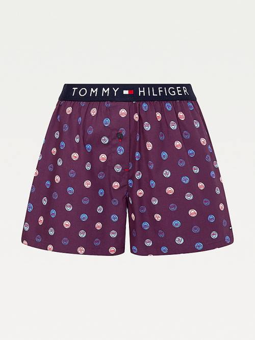 Tommy Hilfiger Woven Print Shorts Pizsama Női Lila | TH613QMH