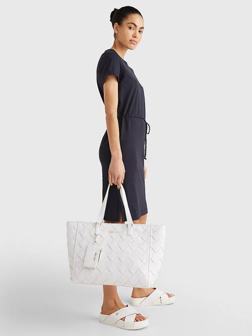 Tommy Hilfiger Woven Tote Táska Női Fehér | TH160PMH