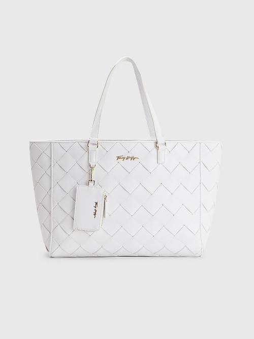 Tommy Hilfiger Woven Tote Táska Női Fehér | TH160PMH