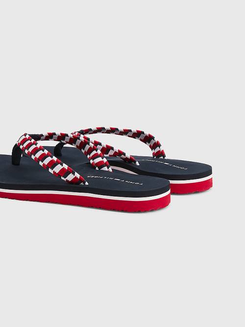 Tommy Hilfiger Woven Webbing Flip-Flops Szandál Női Kék | TH234AXL