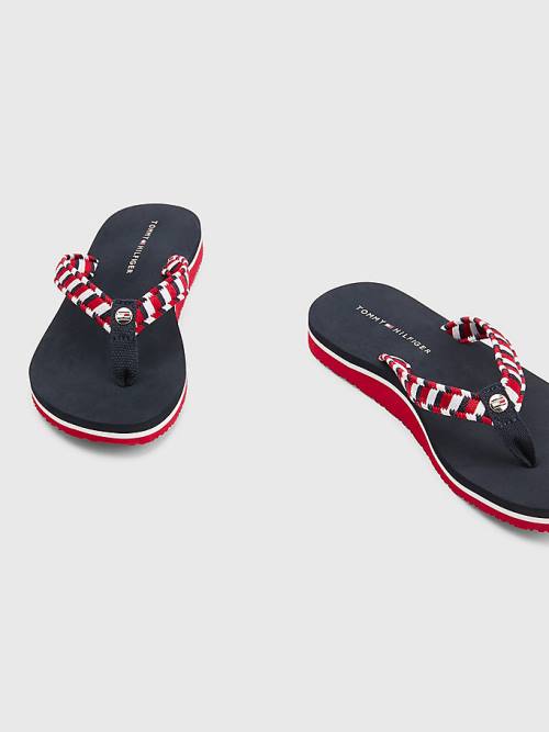 Tommy Hilfiger Woven Webbing Flip-Flops Szandál Női Kék | TH234AXL