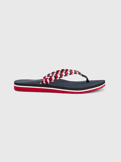 Tommy Hilfiger Woven Webbing Flip-Flops Szandál Női Kék | TH234AXL