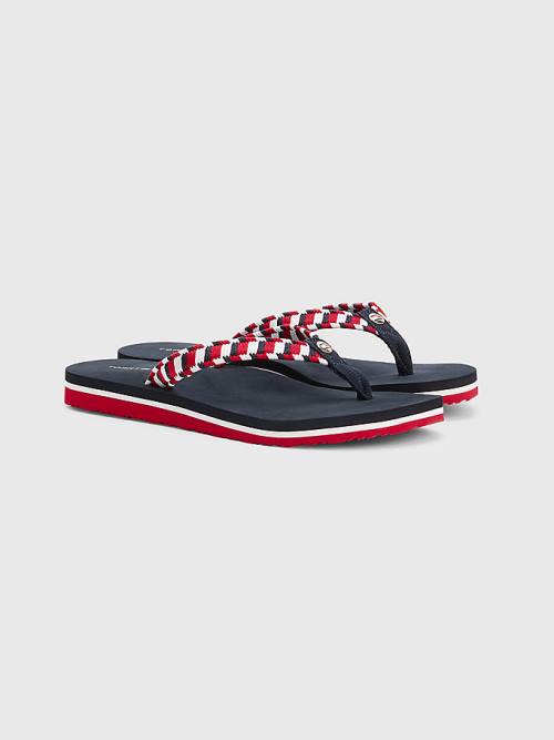 Tommy Hilfiger Woven Webbing Flip-Flops Szandál Női Kék | TH234AXL