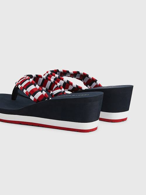 Tommy Hilfiger Woven Webbing Éktalpú Flip-Flops Szandál Női Kék | TH639GST