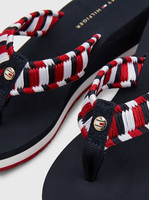 Tommy Hilfiger Woven Webbing Éktalpú Flip-Flops Szandál Női Kék | TH639GST