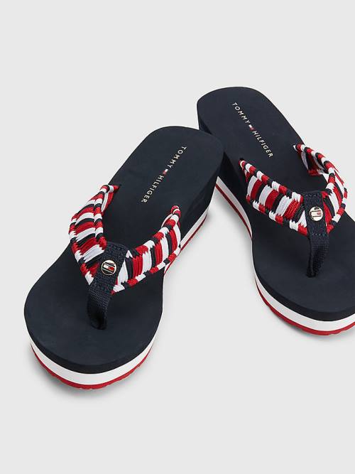 Tommy Hilfiger Woven Webbing Éktalpú Flip-Flops Szandál Női Kék | TH639GST