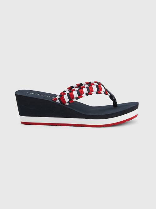 Tommy Hilfiger Woven Webbing Éktalpú Flip-Flops Szandál Női Kék | TH639GST