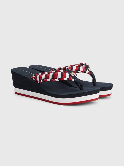 Tommy Hilfiger Woven Webbing Éktalpú Flip-Flops Szandál Női Kék | TH639GST