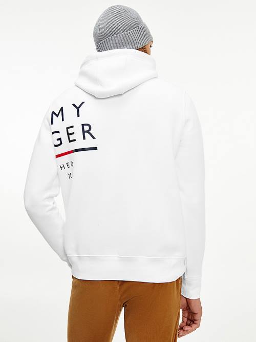 Tommy Hilfiger Wraparound Logo Fleece Kapucnis Pulóver Férfi Fehér | TH892OQT