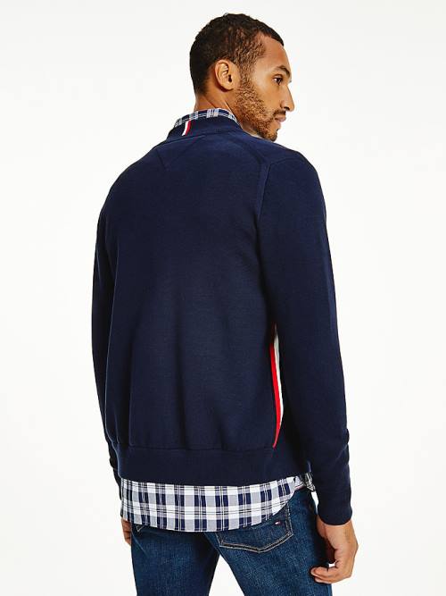 Tommy Hilfiger Zip-Thru Baseball Collar Cardigan Pulóverek Férfi Kék | TH273SJT