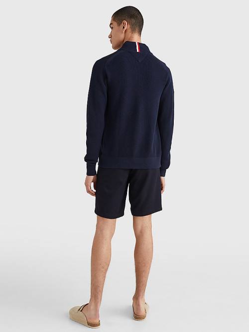 Tommy Hilfiger Zip-Thru High Neck Cardigan Pulóverek Férfi Kék | TH061PRO