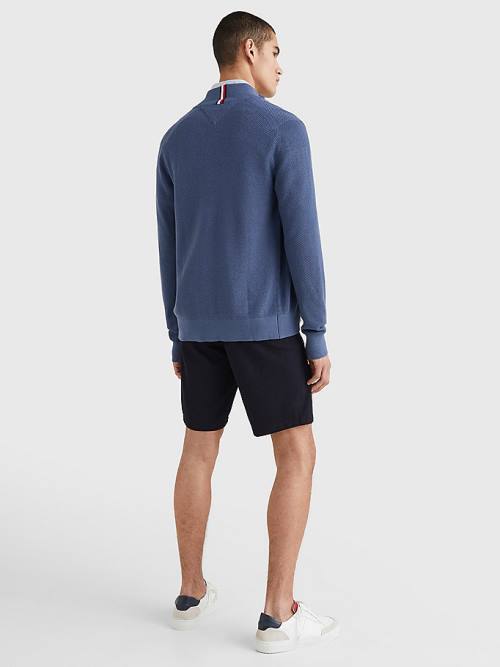 Tommy Hilfiger Zip-Thru High Neck Cardigan Pulóverek Férfi Kék | TH750ZDG