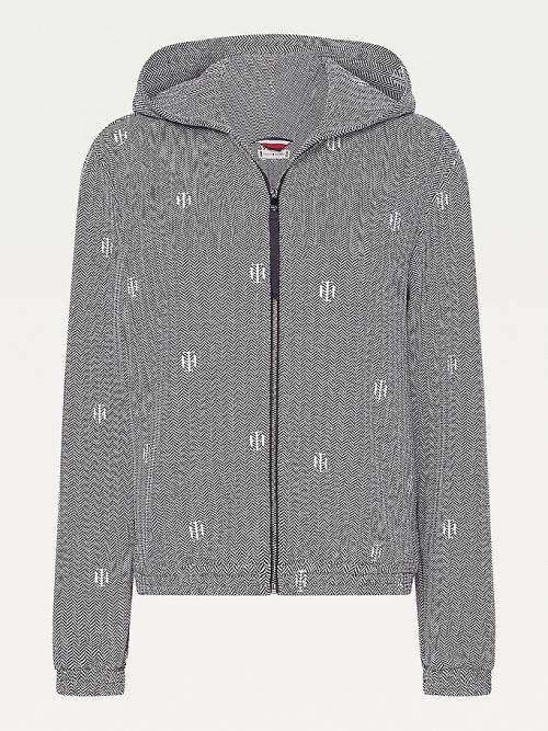 Tommy Hilfiger Zip-Thru Relaxed Fit Jacquard Jersey Kabát Női Szürke | TH083MWJ