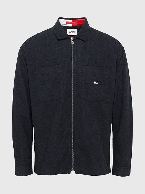 Tommy Hilfiger Zip-Thru Soft Organic Pamut Overshirt Ingek Férfi Fekete | TH941BTL